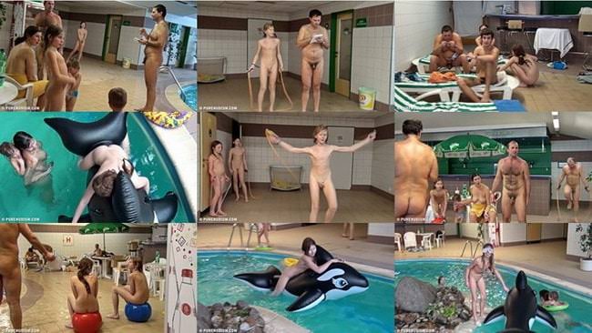 Family nudism video - Kids indoor dolphin ride Family nudism video - Kids indoor dolphin ride