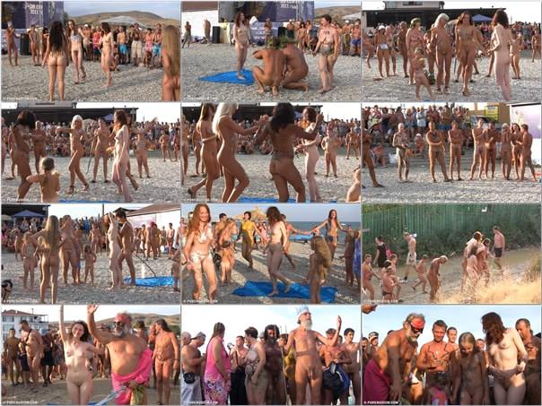 Family nudism video - Cool day at the beach